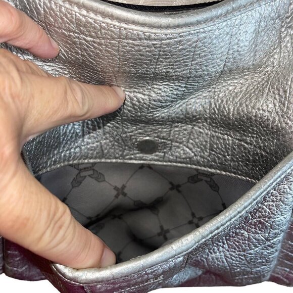 Aimee Kestenberg Womens Shoulder Bag One Size Silver Metallic Leather Zip - Picture 5 of 10